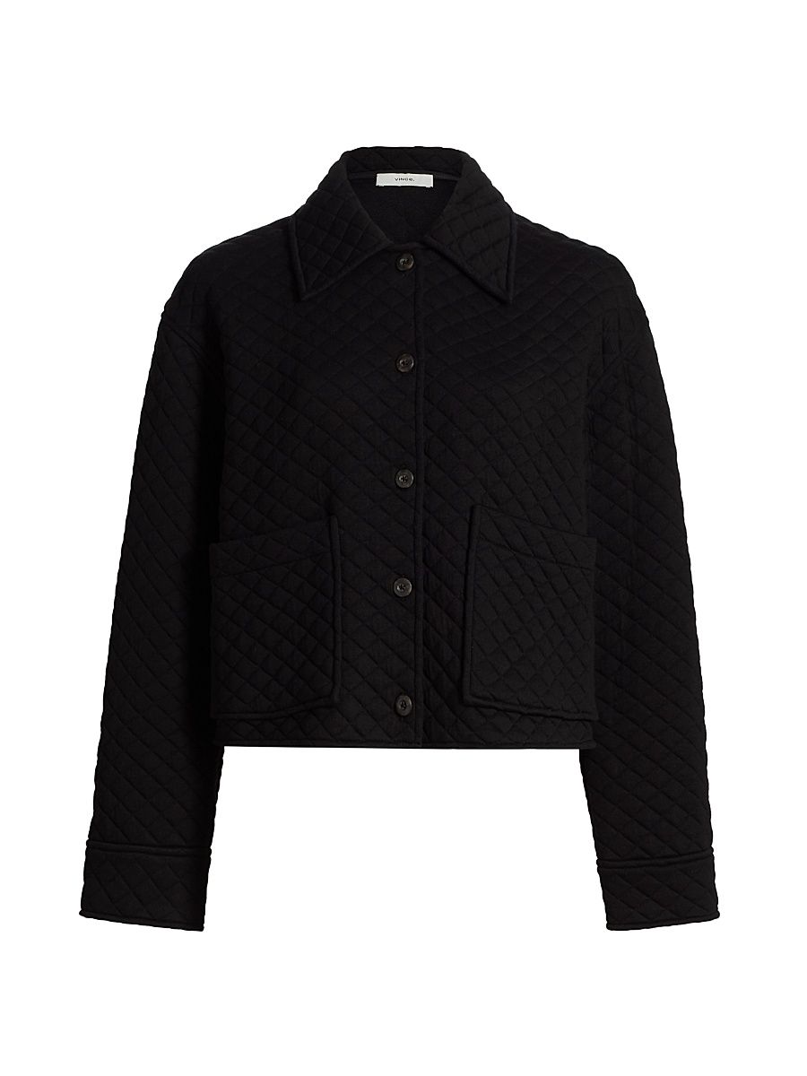 Women's Quilted Cotton-Blend Boxy Jacket - Black - Size Small