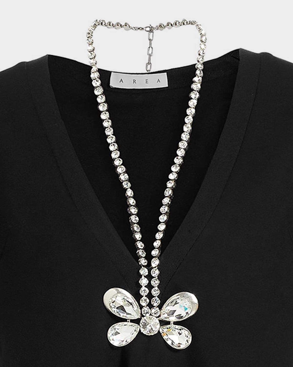 Crystal Butterfly V-Neck Mini T-Shirt Dress