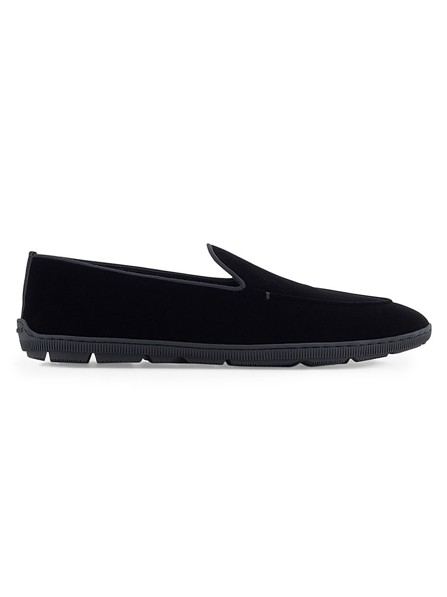 Men's Velvet Rubber-Sole Loafers - Black - Size 11