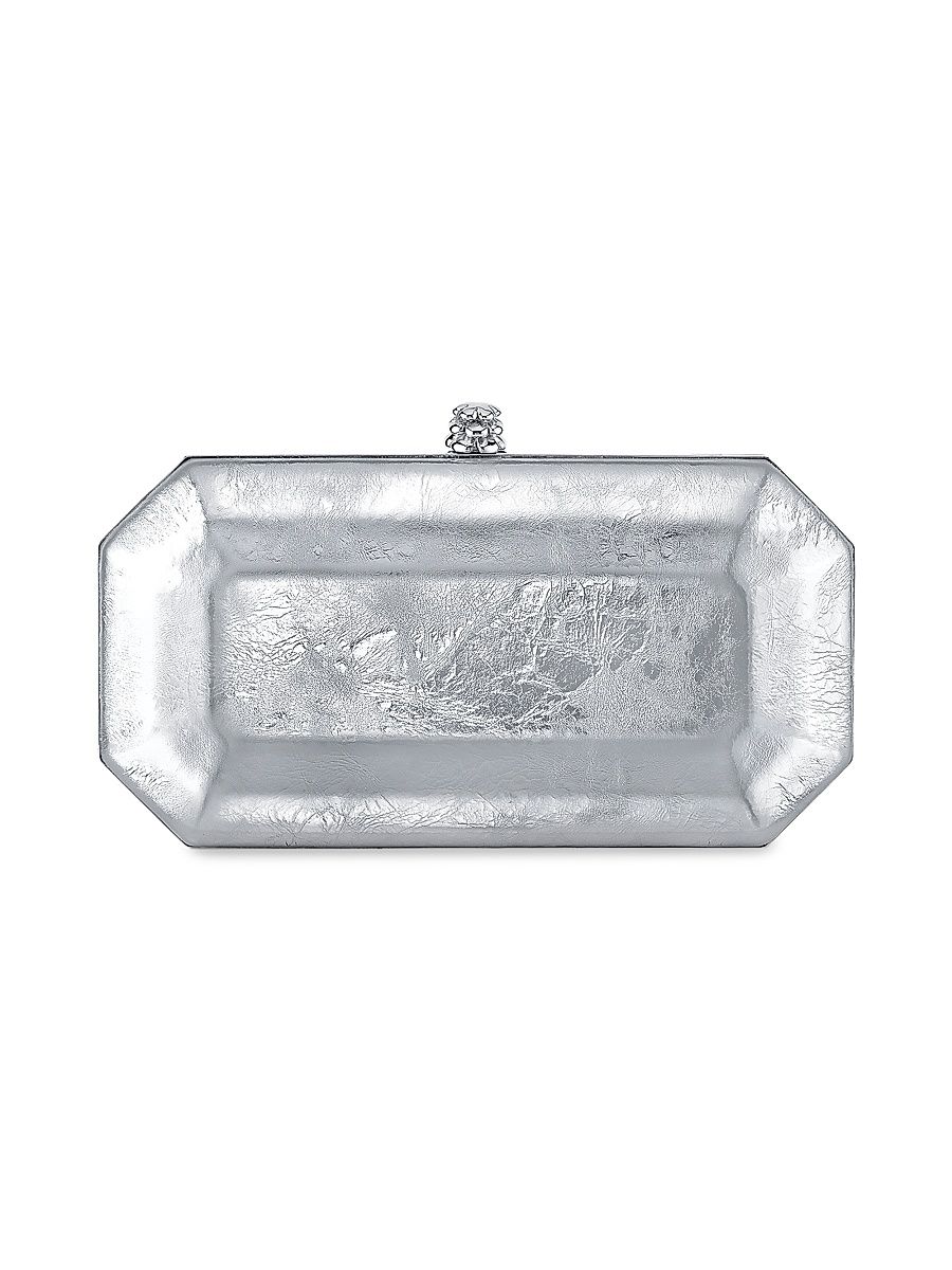 Women's Perry Clutch Small Antiqued Leather - Chrome