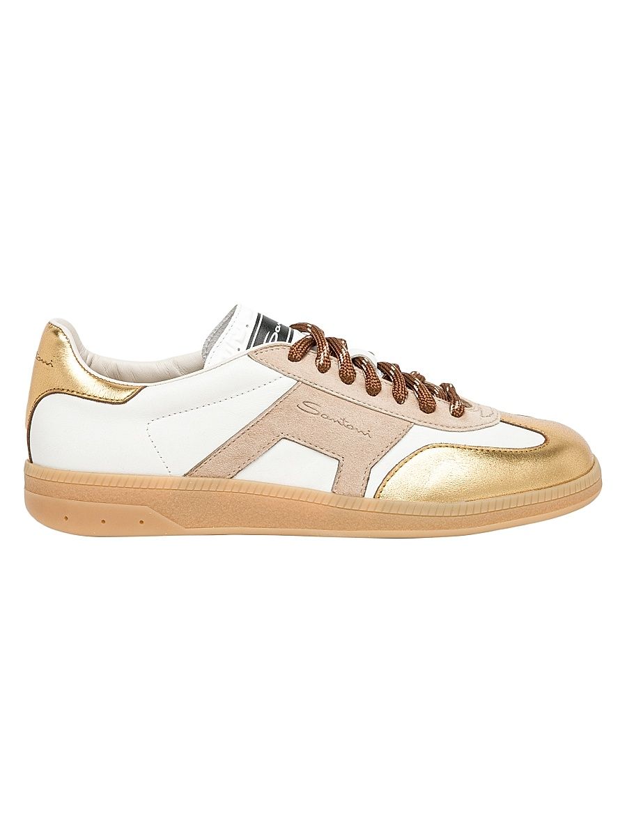 Women's Olympid Leather Sneakers - Gold - Size 6