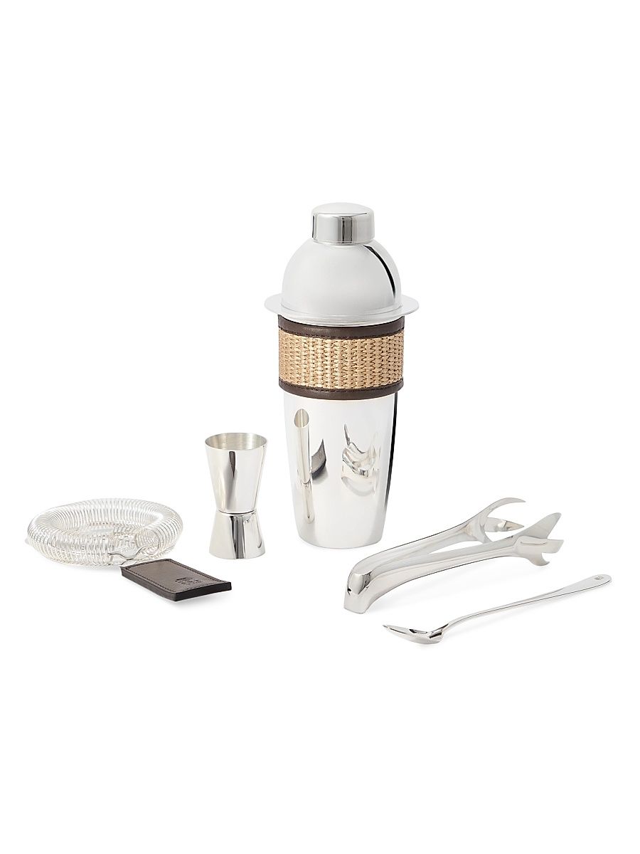 Silver-Plated Steel and Techno Raffia Cocktail Set - Rope