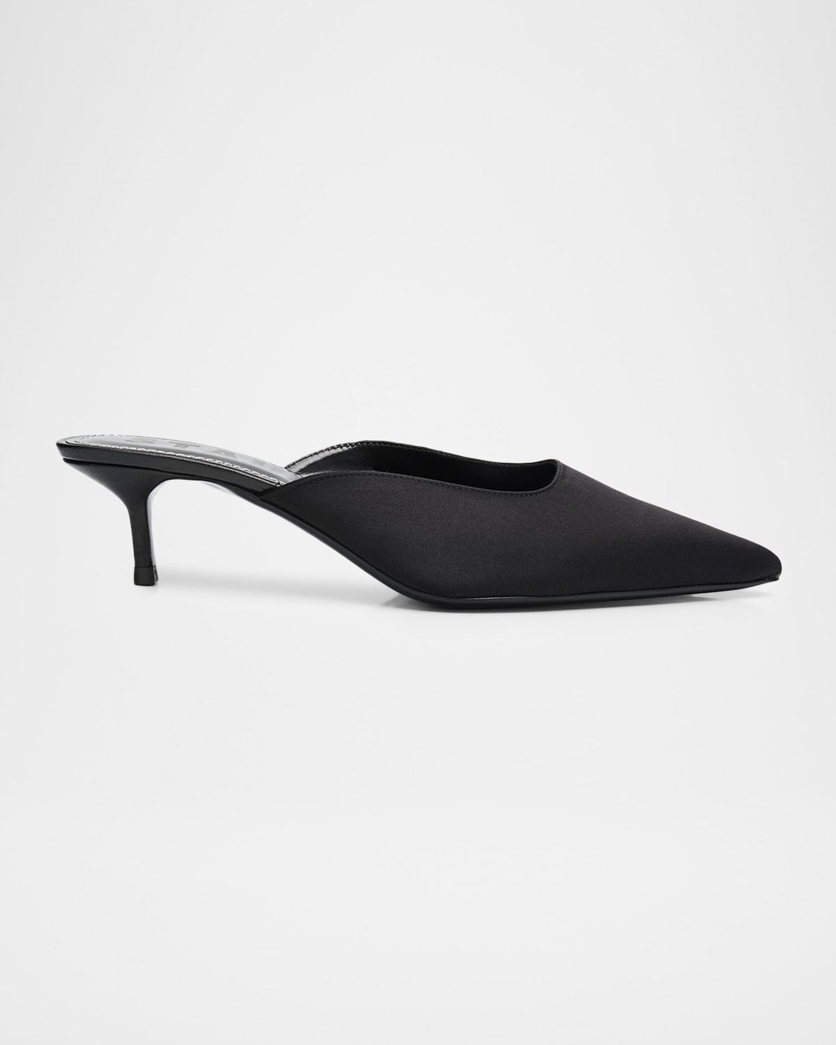 Sebastian Satin Kitten-Heel Mules