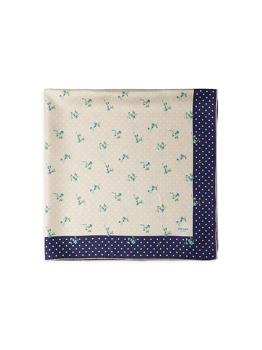 Women's Printed Silk Twill Scarf - Beige