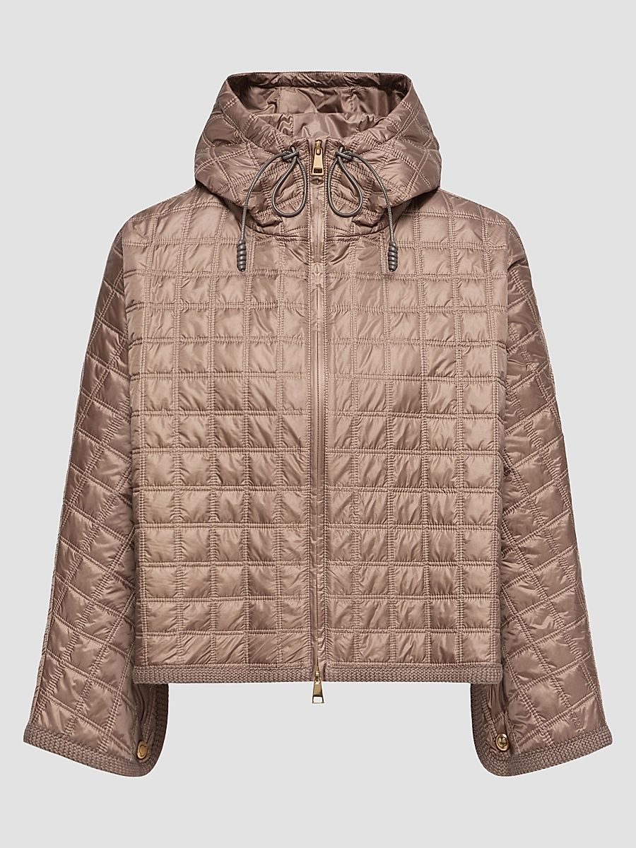 Women's Down-Filled Cape with Hood - Brown