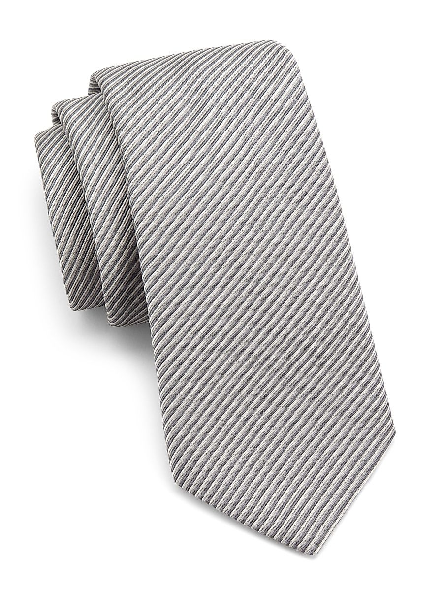 Men's Striped Silk Tie - Pearl