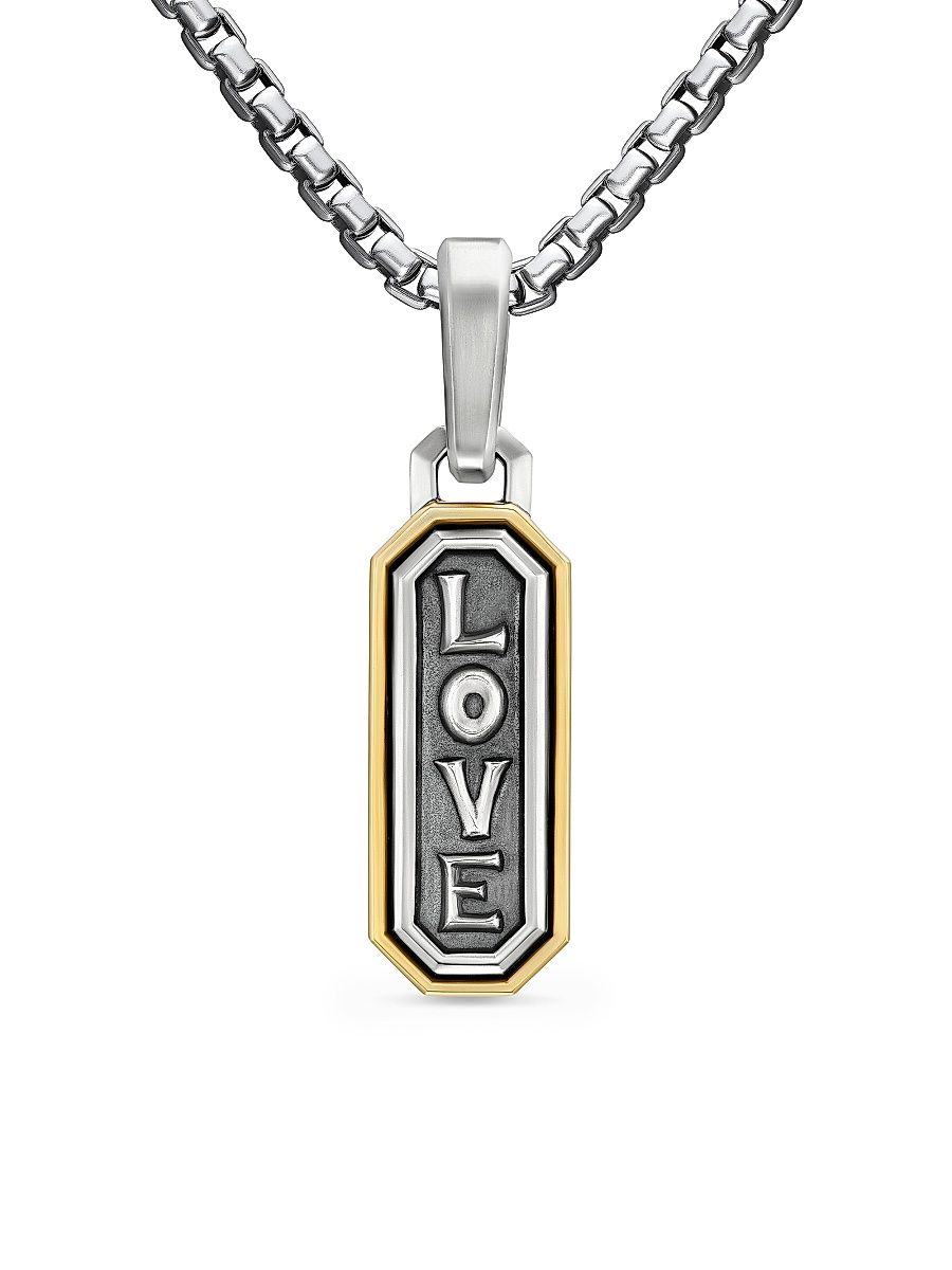 Men's Love Amulet in Sterling Silver with 14K Yellow Gold, 22MM - Silver