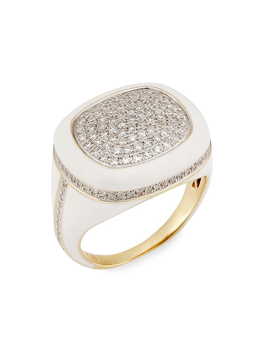 Women's 14K Yellow Gold, Enamel & 1.20 TCW Diamond Cocktail Ring - Yellow Gold - Size 7