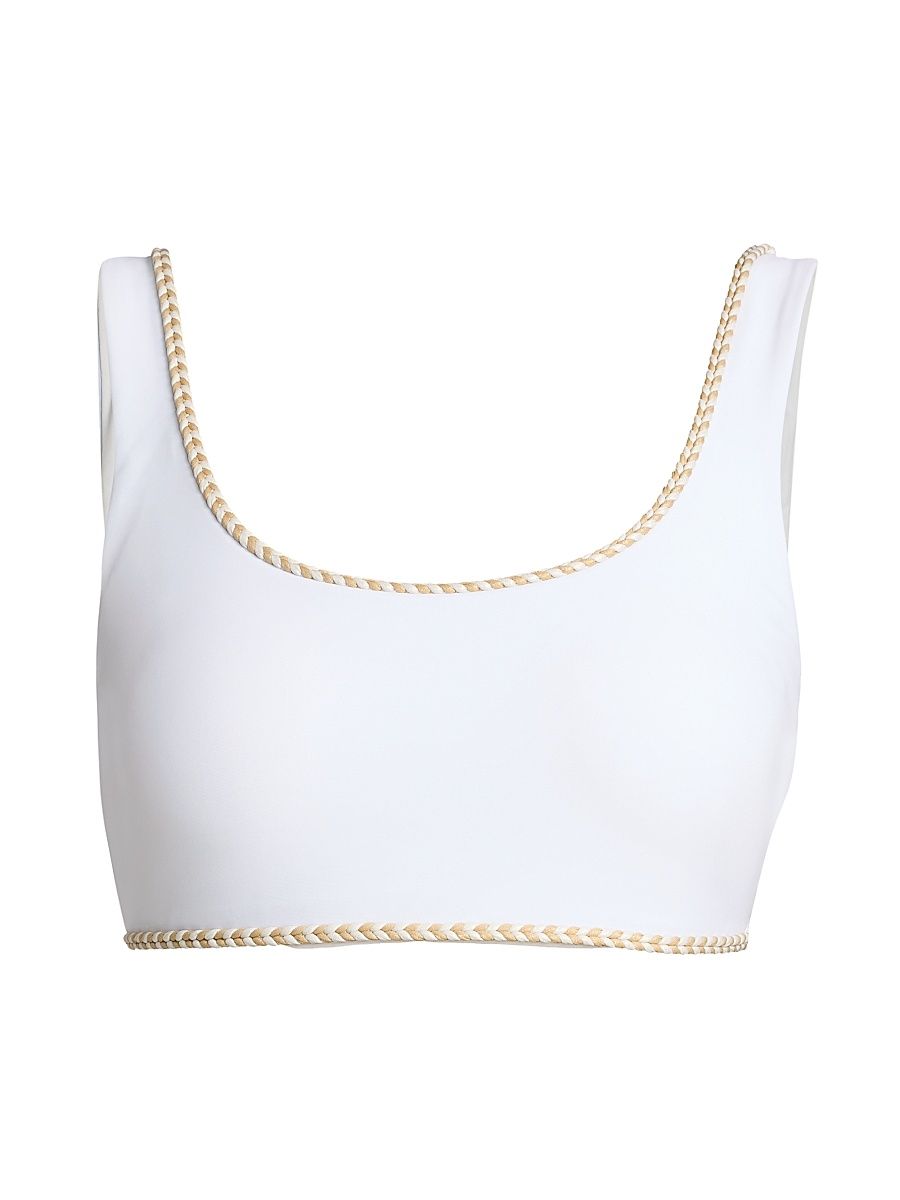 Women's Maeve Braided-Trim Bikini Top - White - Size XL