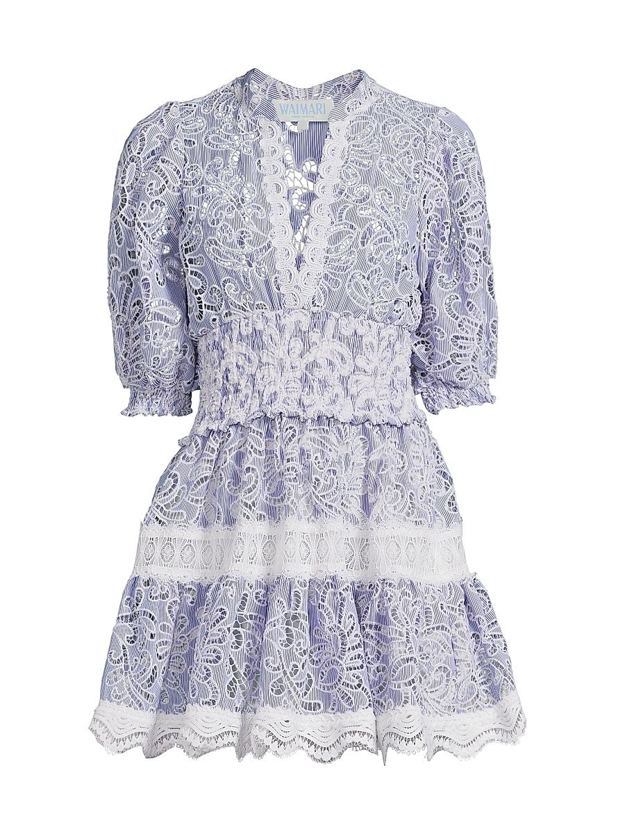 Women's Flor Del Viento Marion Lace Minidress - Blue - Size XL