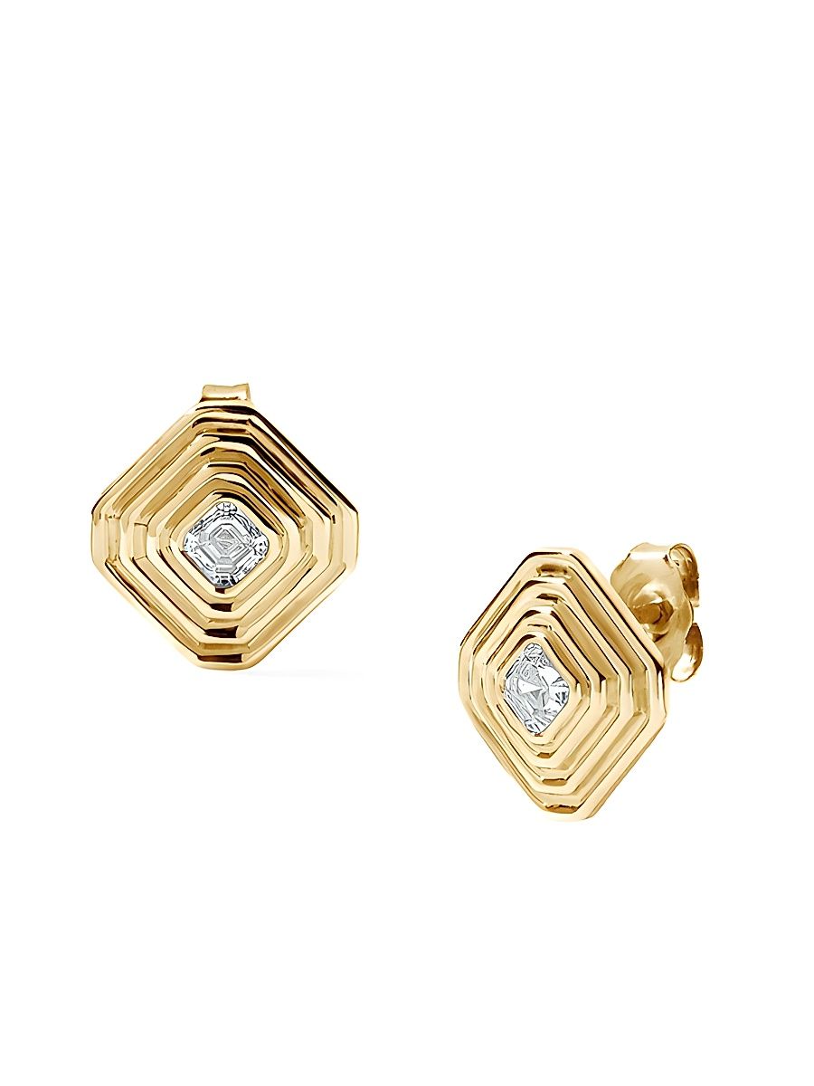 Women's 14K Yellow Gold & 1.0 TCW Diamond Asscher Stud Earrings - Yellow Gold