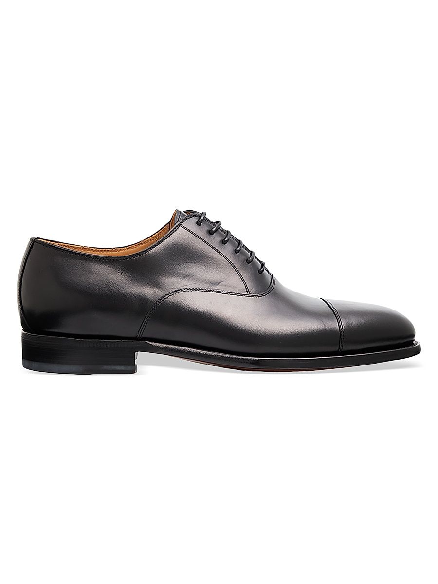 Men's Leather Cap-Toe Oxfords - Black - Size 12