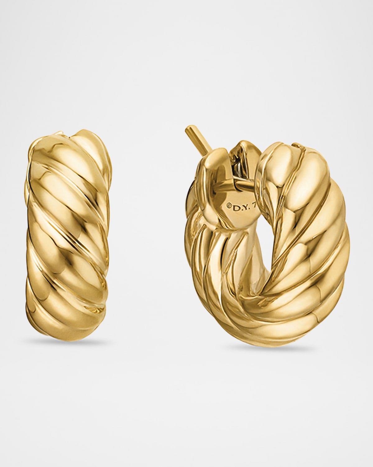 Sculpted Cable Earrings in 18K Gold, 5.4mm, 0.5"L