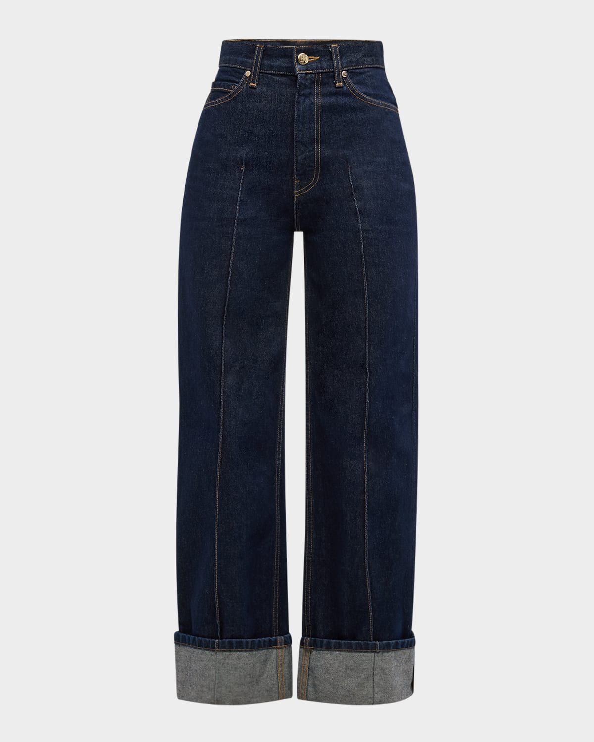 The Genevieve Topstitched Wide-Leg Denim Jeans
