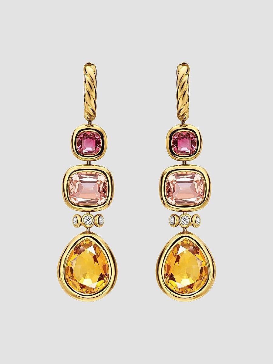 Women's DY Mercer Statement Stone Drop Earrings in 18K Yellow Gold - Citrine