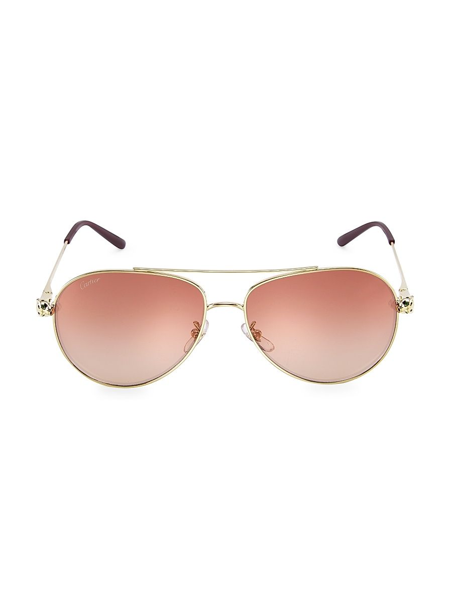 Women's 61MM Aviator Sunglasses - Gold