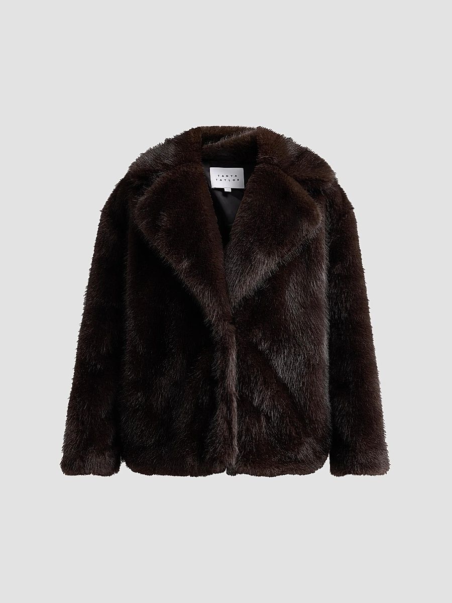 Women's Terri Faux-Fur Coat - Dark Fig - Size XL