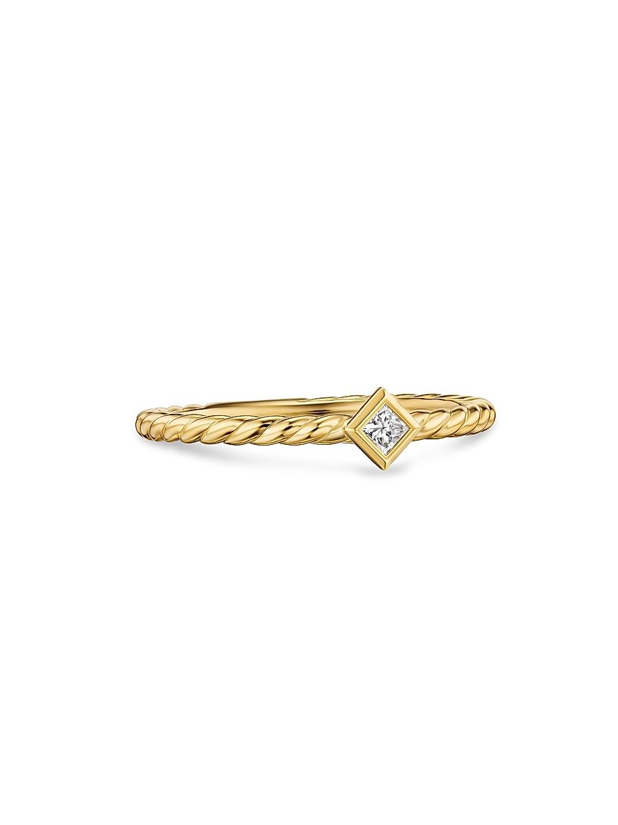 Women's Petite Modern Renaissance Stack Ring in 18K Yellow Gold - Diamond - Size 7