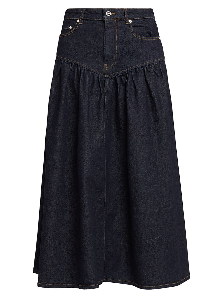Women's Stretch Denim Maxi Skirt - Rinse - Size 14