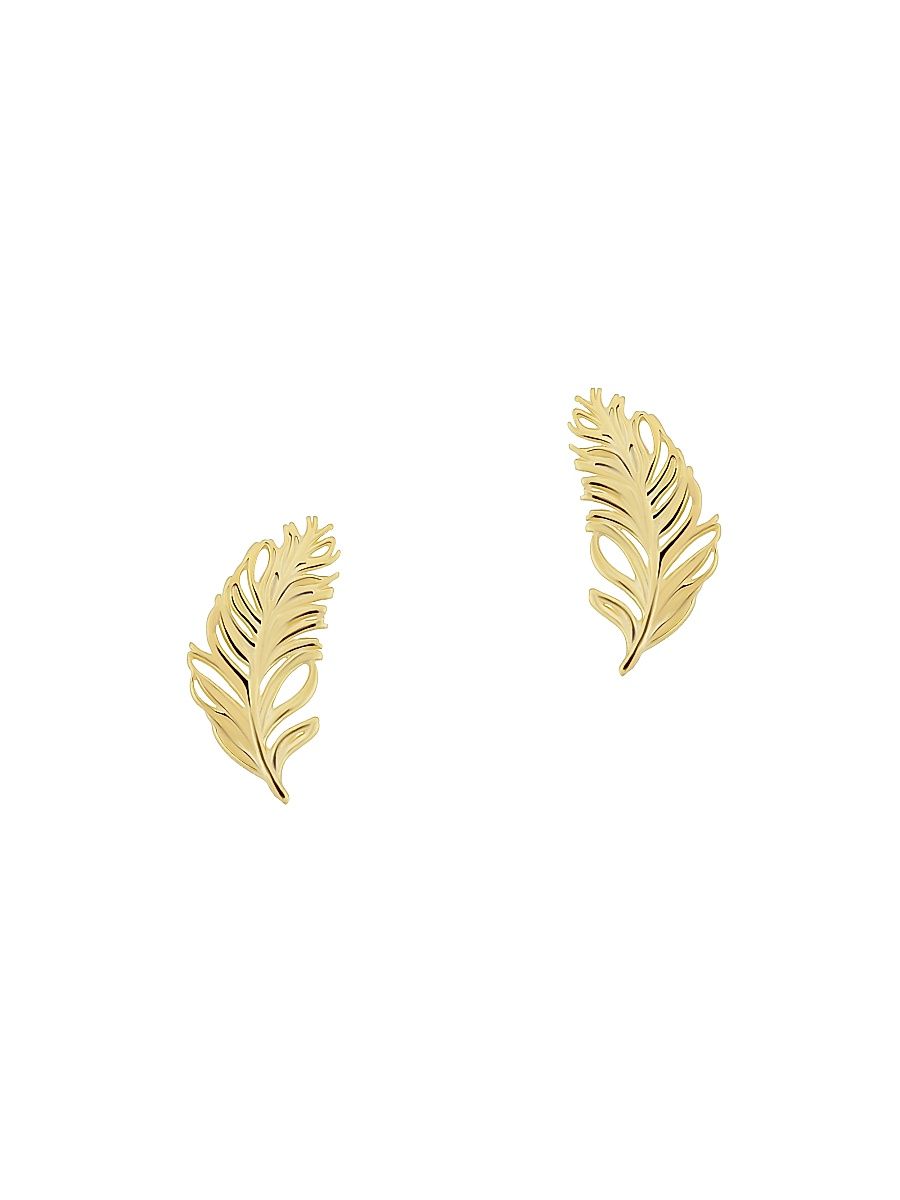 Women's 14K Yellow Solid Gold Fine as A Feather Studs - Yellow Gold