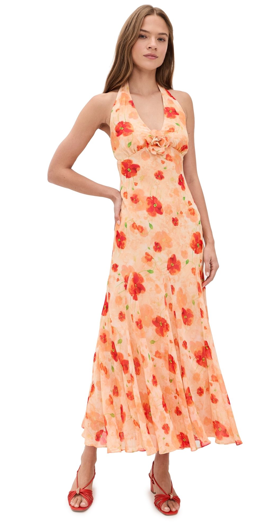 ASTR the Label Yasmeen Dress Orange Floral XS