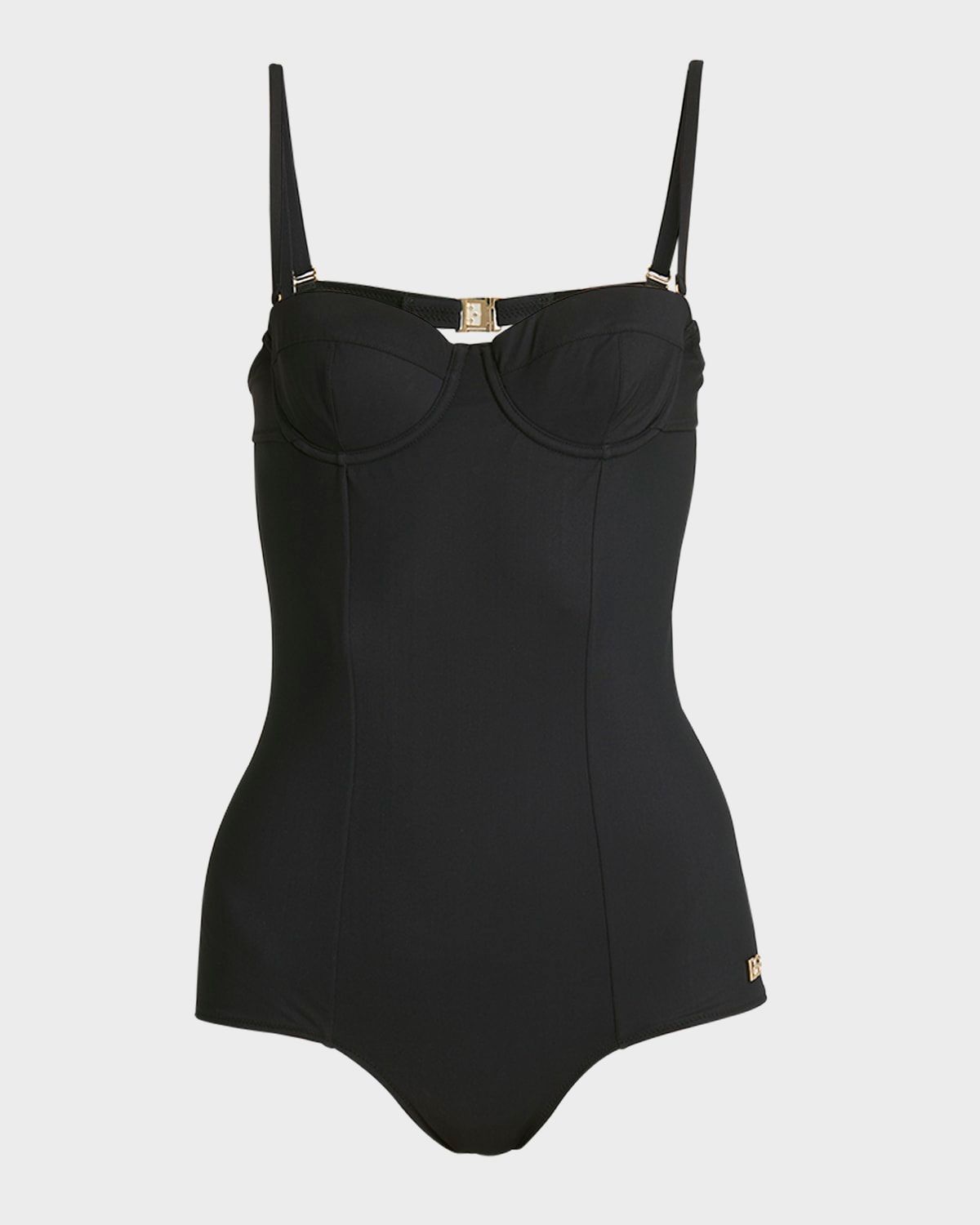 Solid Balconette One-Piece Swimsuit