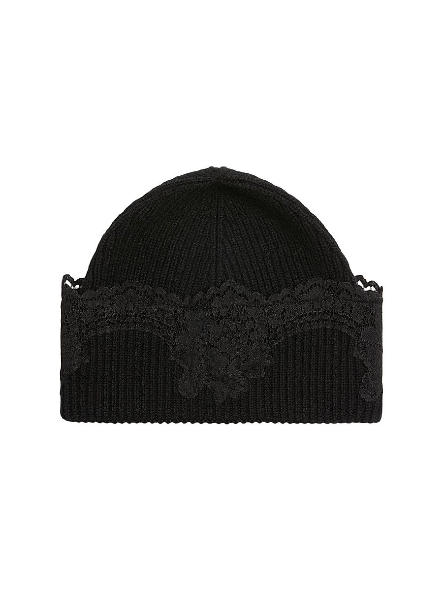 Women's Vlogo Signature Cashmere and Lace Beanie - Black - Size Large