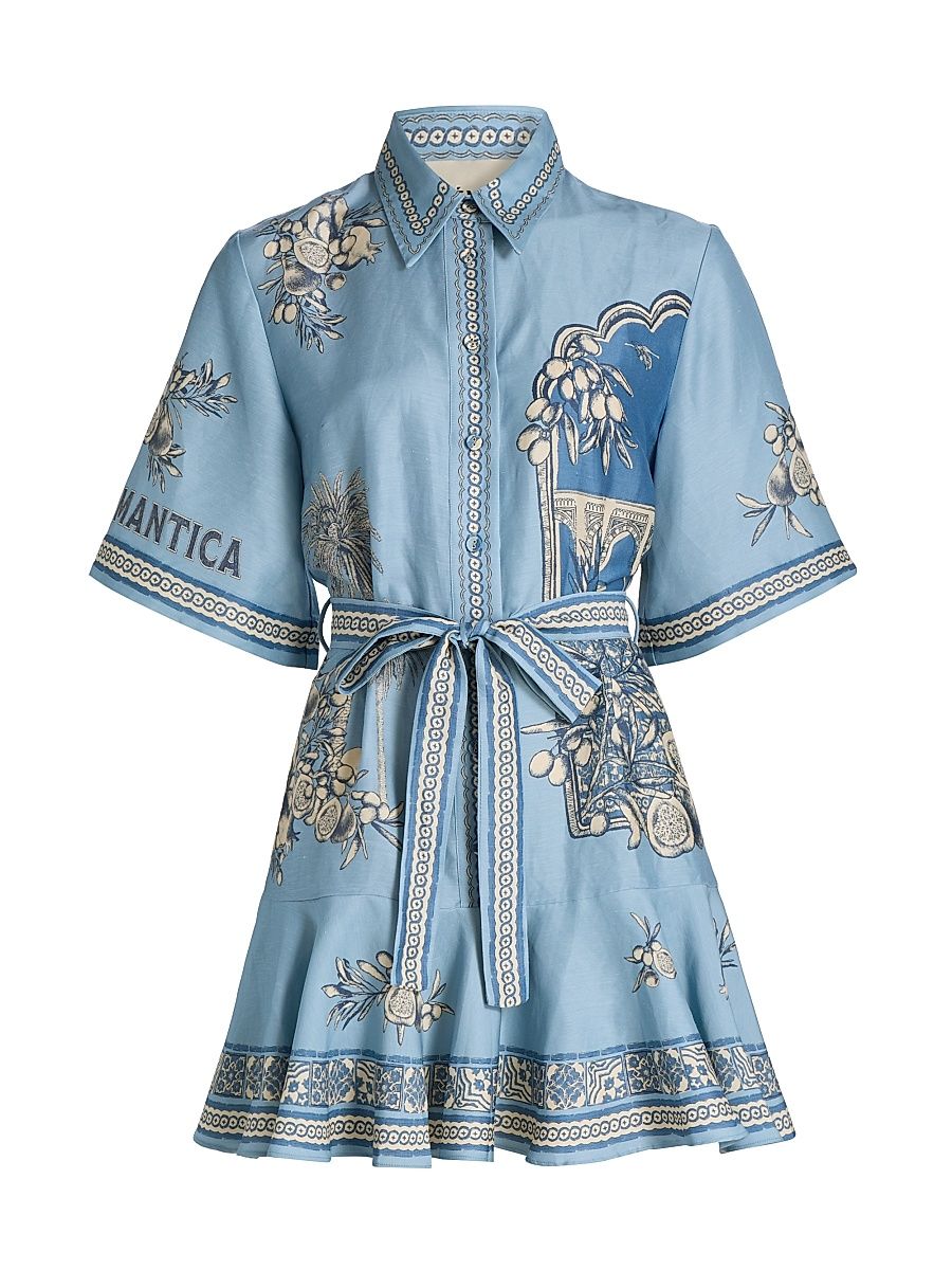 Women's Villa Romantica Mini Shirtdress - Blue - Size 12