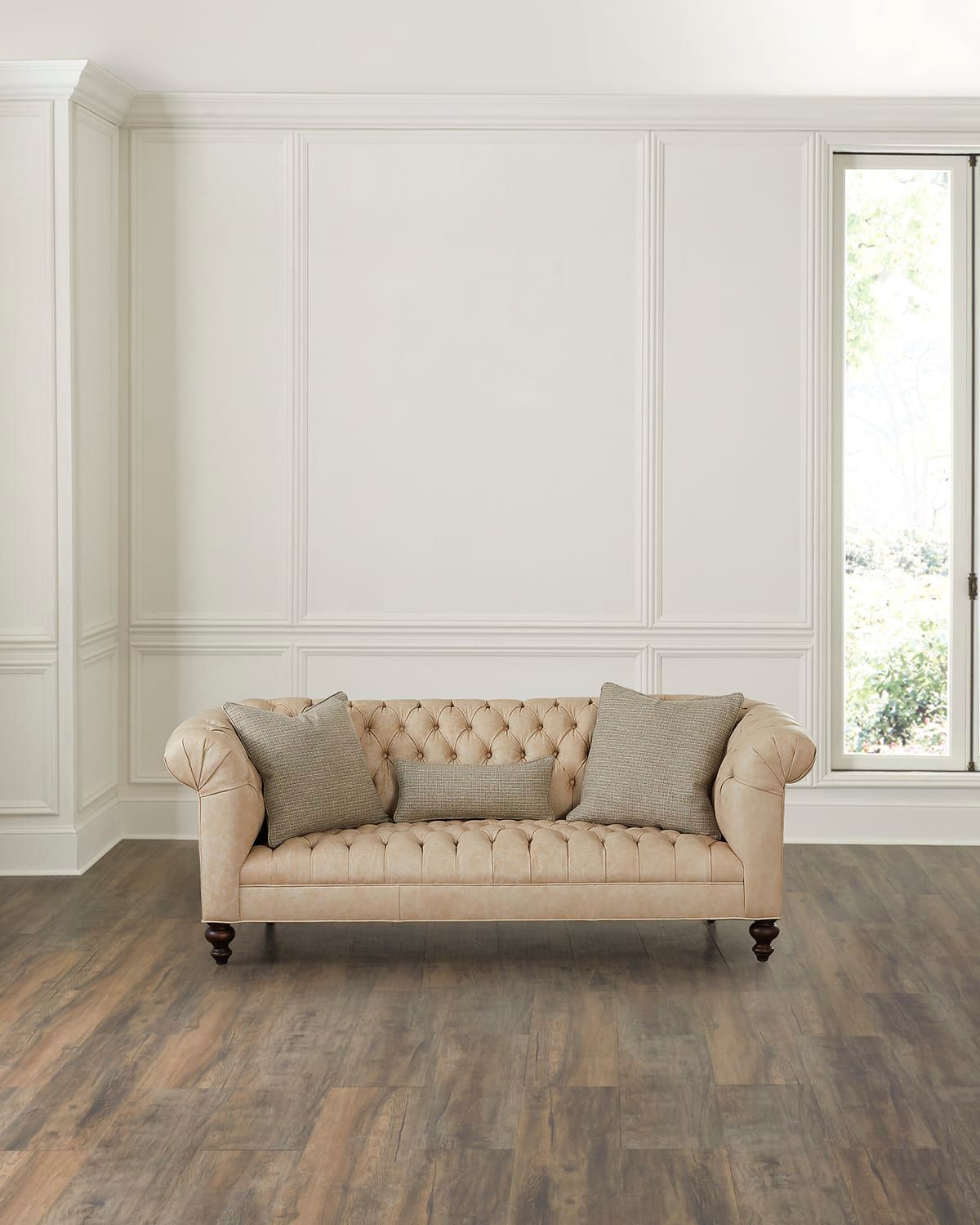 Saylar Tufted Leather Sofa - 84"