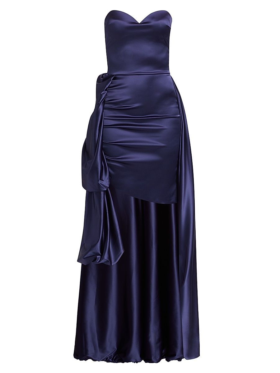 Women's Docces Satin Strapless High-Low Gown - Myrtille - Size 10