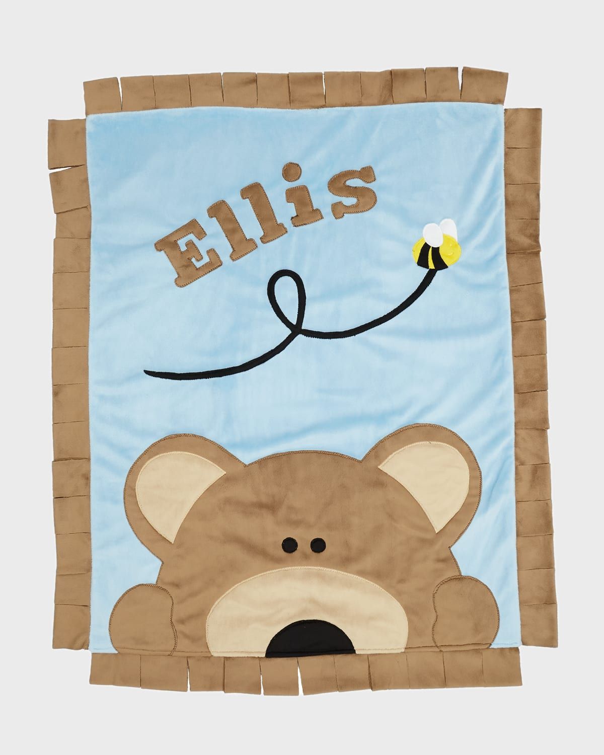 Personalized Peek-a-Boo Bear Plush Blanket, Brown