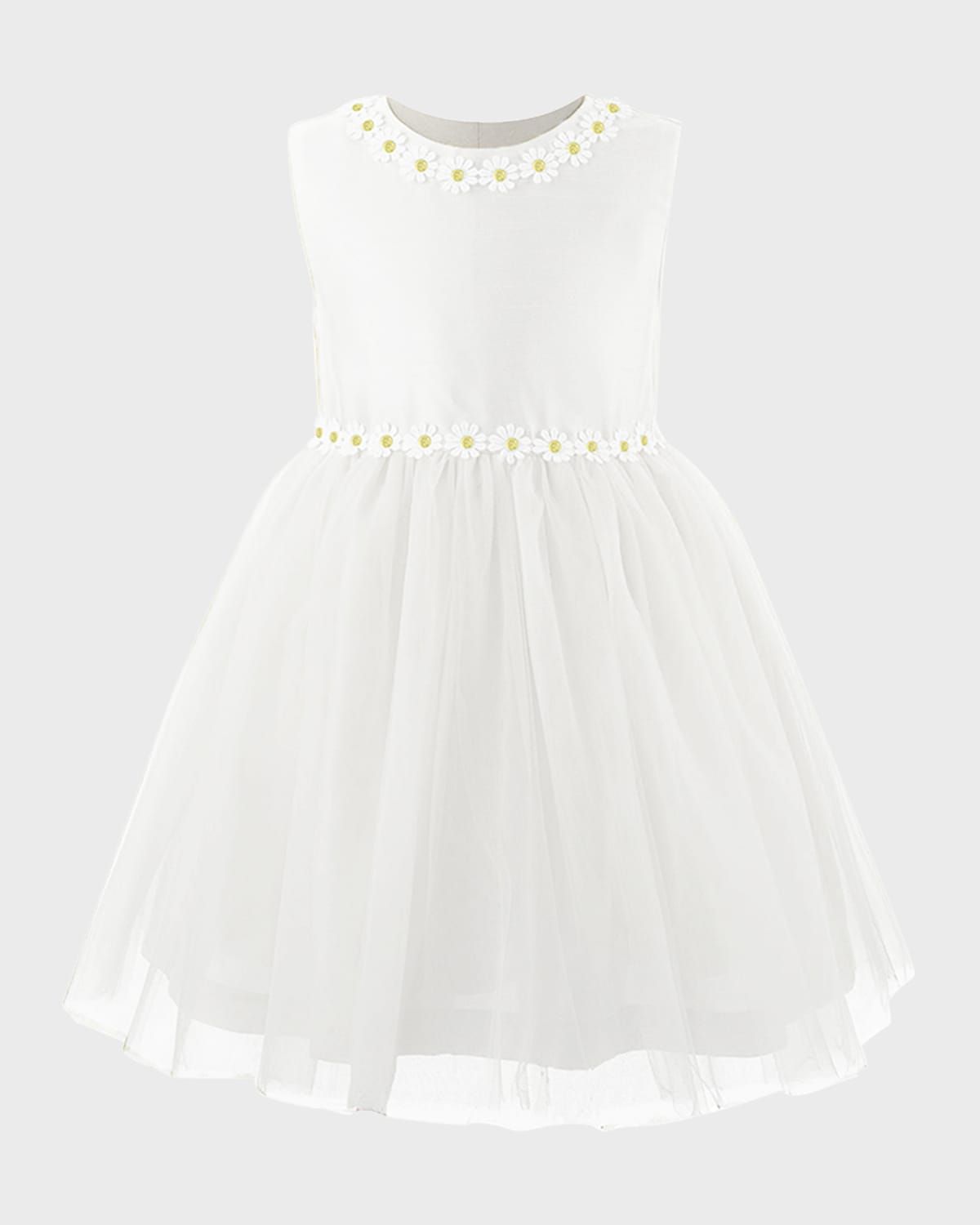 Girl & apos;s Daisy Tulle Dress, Ivory, Size 2-14