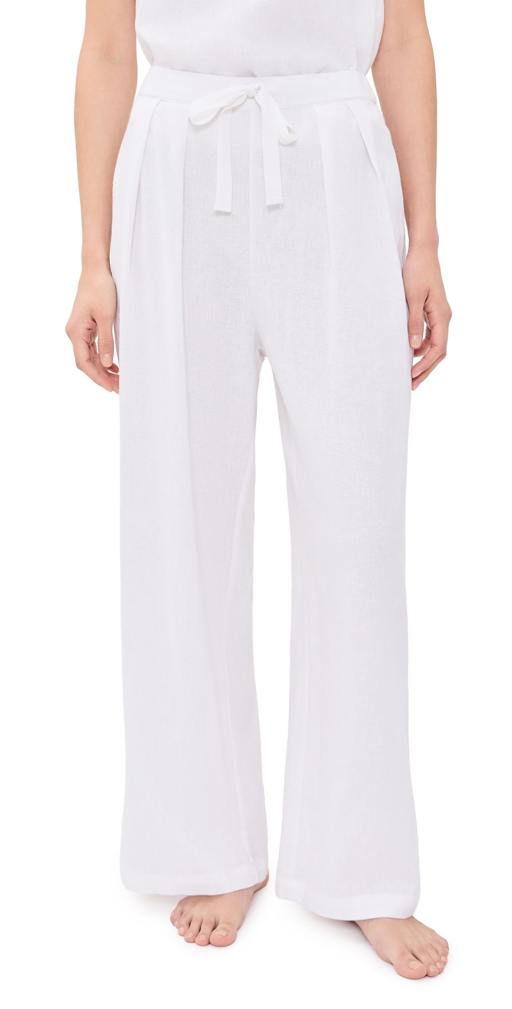 Eberjey Linen Blend Relaxed Pants White S