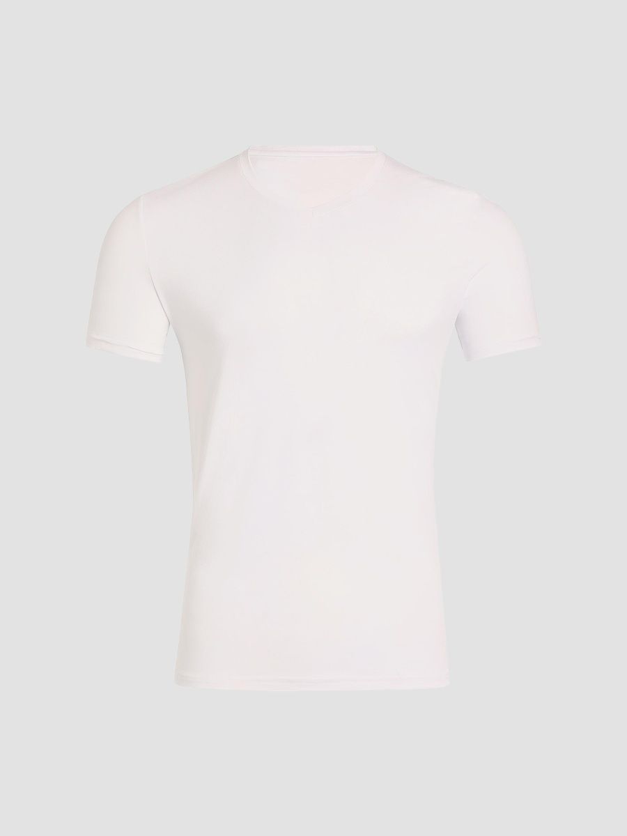 Commando Men's Premier Stretch-Cotton V-Neck Undershirt - White - Size XXL