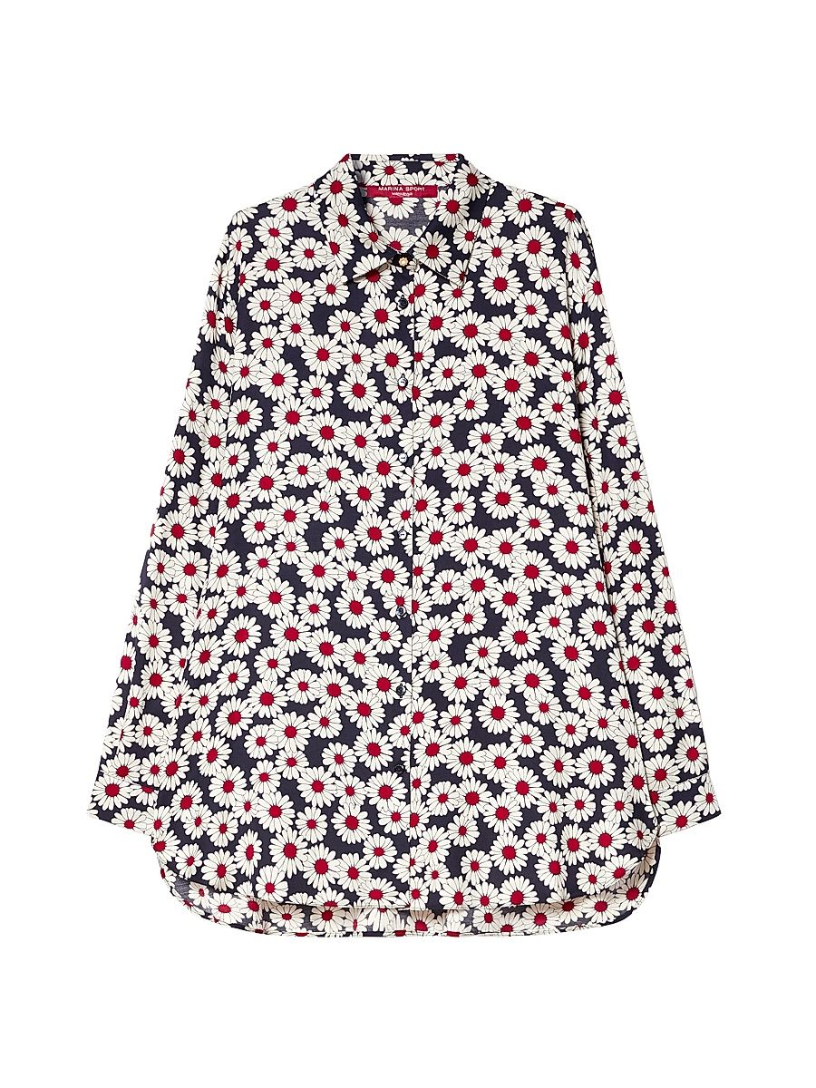 Women's Printed Twill Shirt - Ultramarine - Size 16