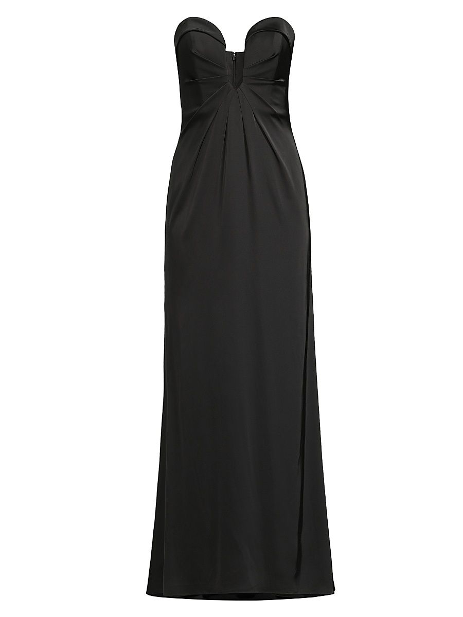 Women's Satin Strapless Gown - Black - Size 10