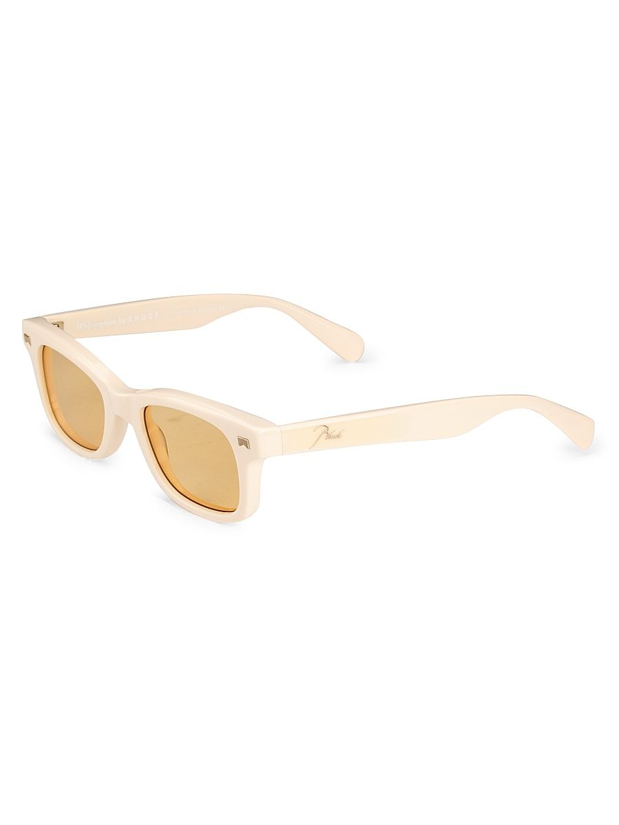 Men's Sun Ray Acetate 48mm Rectangular Sunglasses - White Yellow
