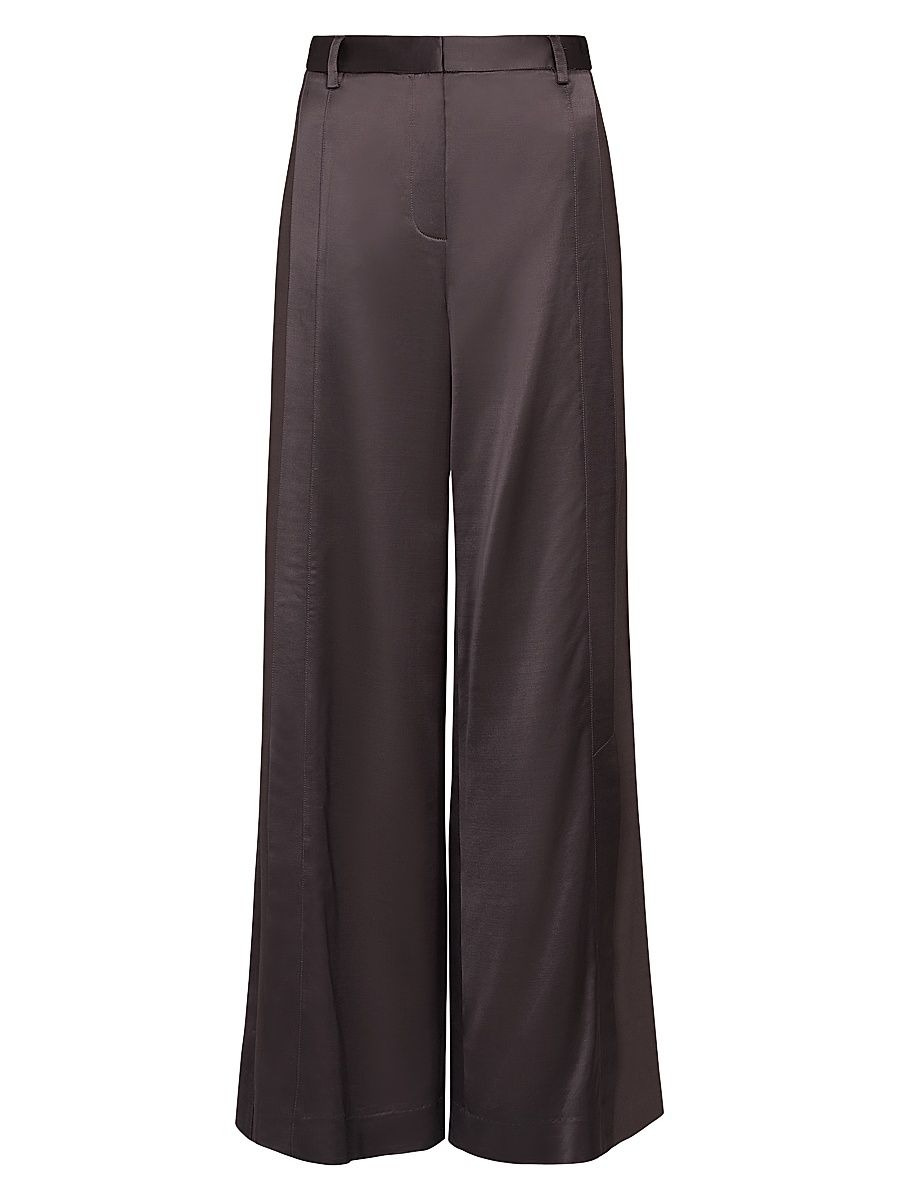 Women's Taite Satin Wide-Leg Pants - Chocolate Torte - Size 6
