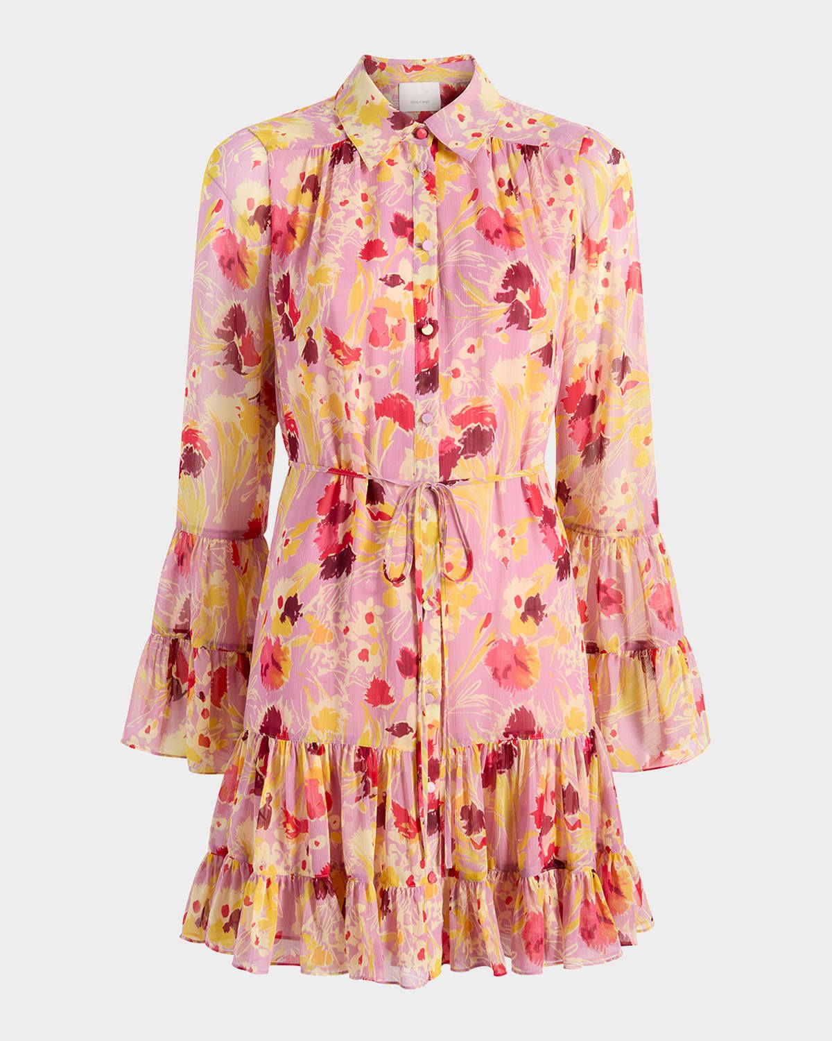 Lyra Floral Long-Sleeve Mini Dress