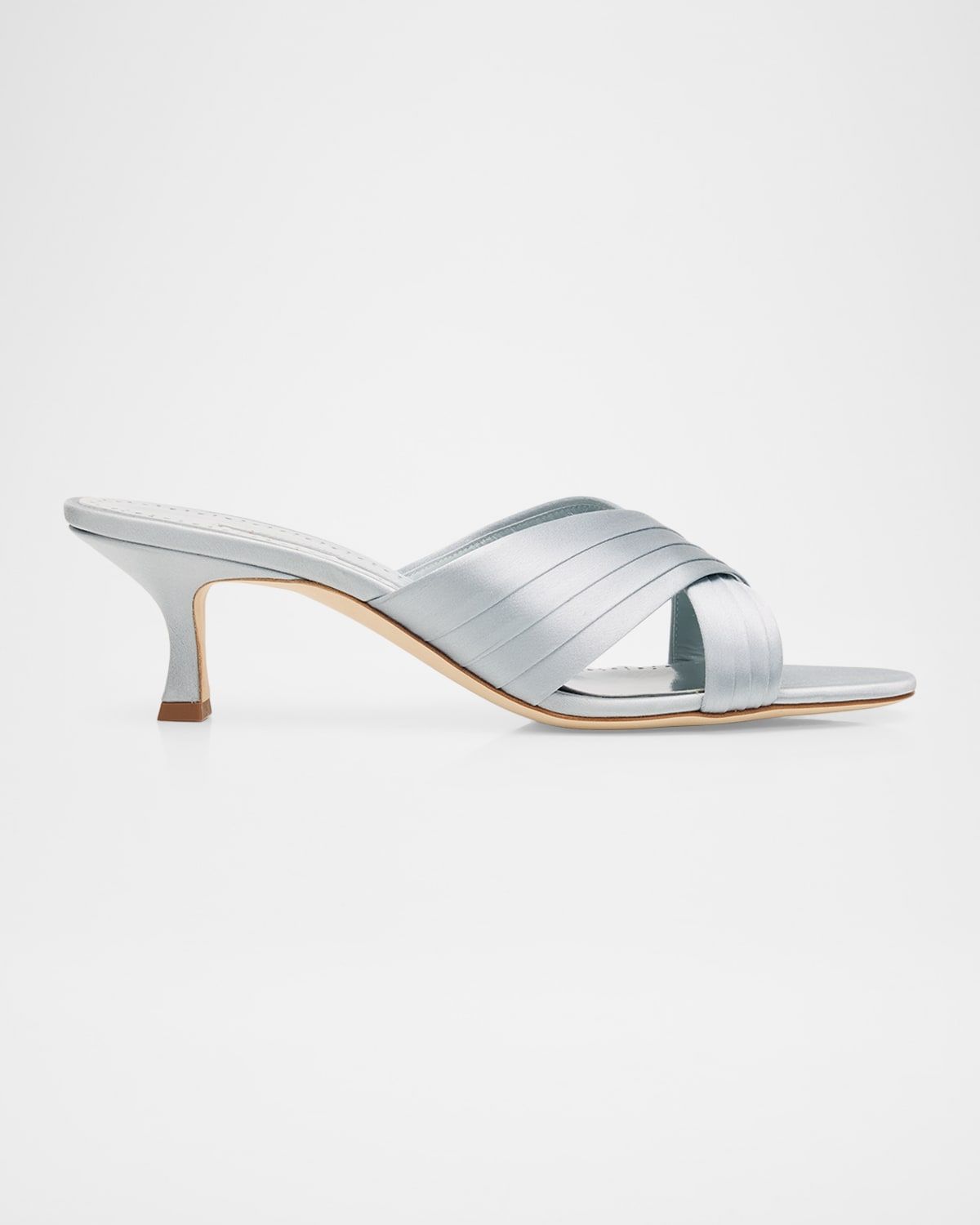 Vieramul Pleated Satin Kitten-Heel Mule Sandals