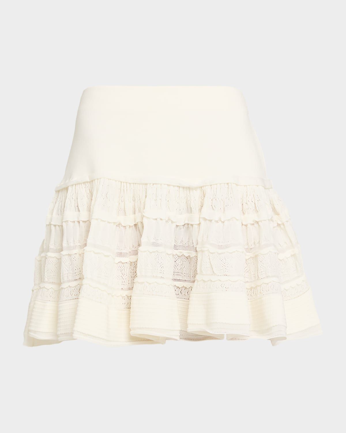 Crinoline Pointelle Ruffle Mini Skirt