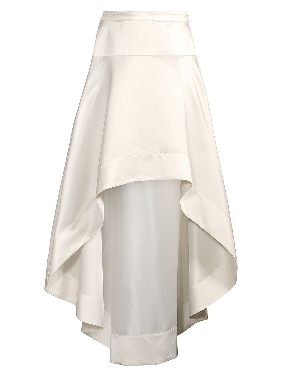 Women's Satin High-Low Skirt - White - Size 0