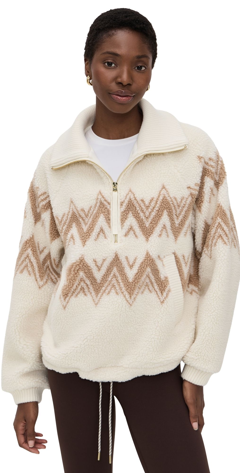 Varley Hendrik Half Zip Faux Sherpa Pullover Egret L