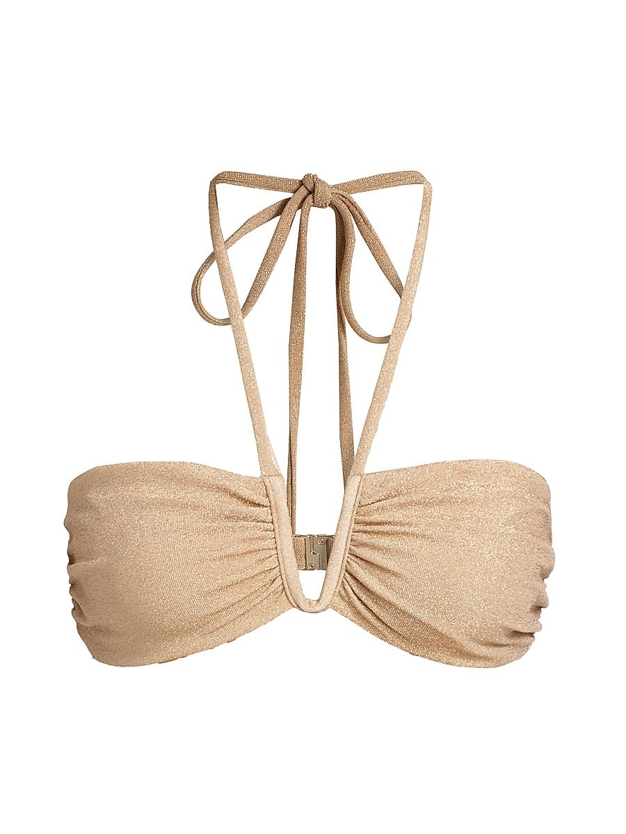 Women's June Metallic Bikini Top - Gold - Size XL