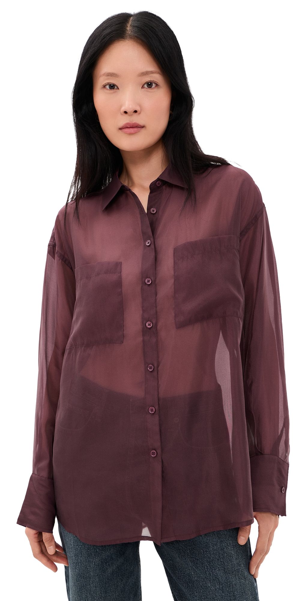 Joe's Jeans The Organza Boyfriend Shirt Bordeaux M