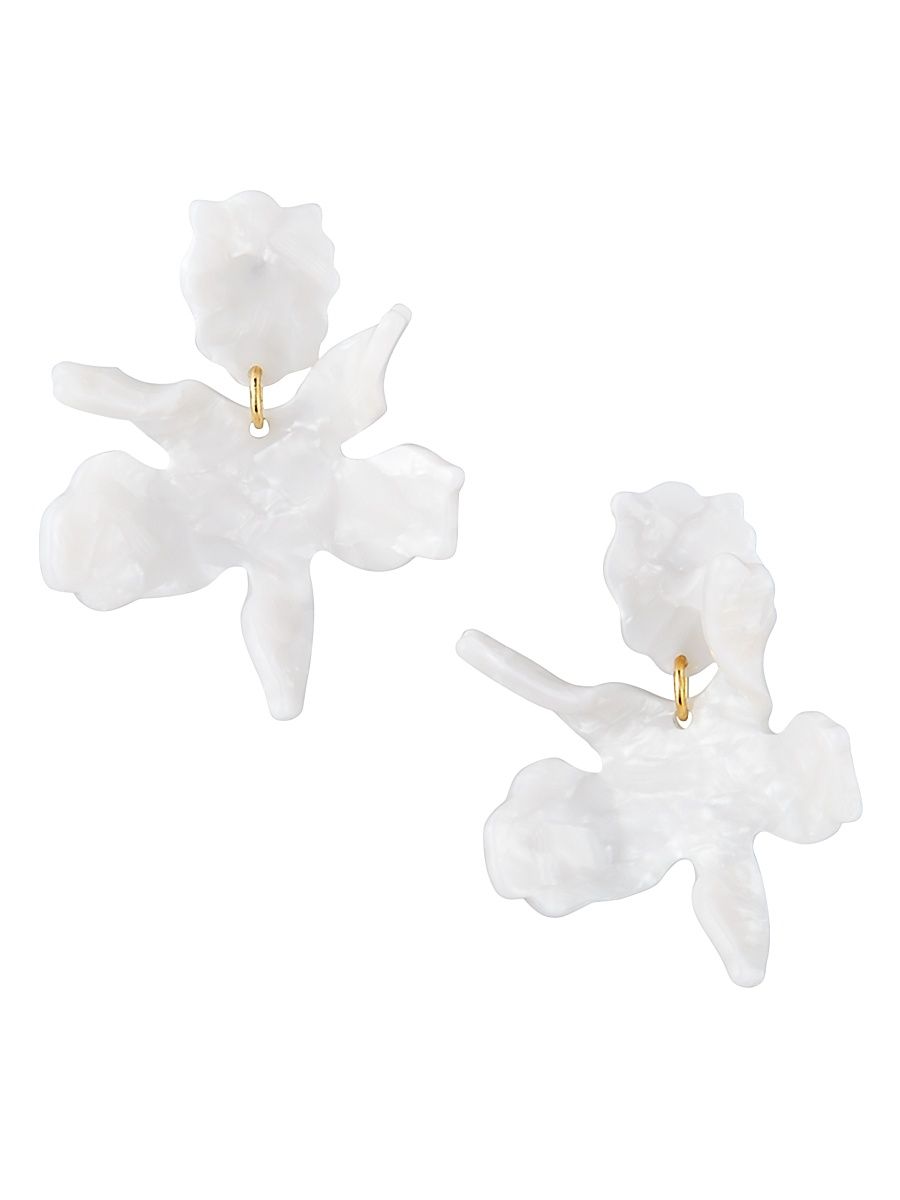 Women's Paper Lily 14K-Gold-Plated & Acetate Small Drop Earrings - Mother Of Pearl