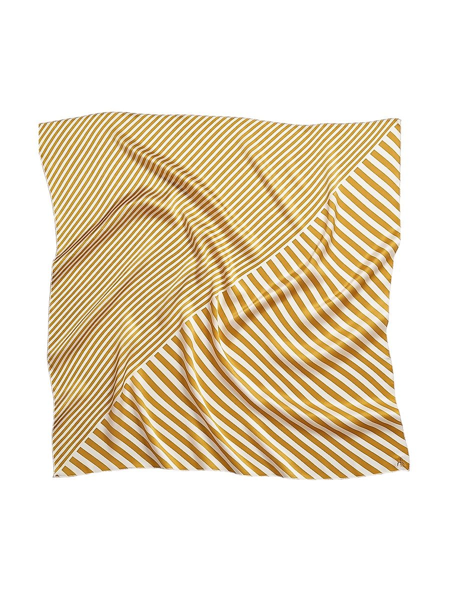 Women's Gia Stripe Silk Scarf - Gold Stripe