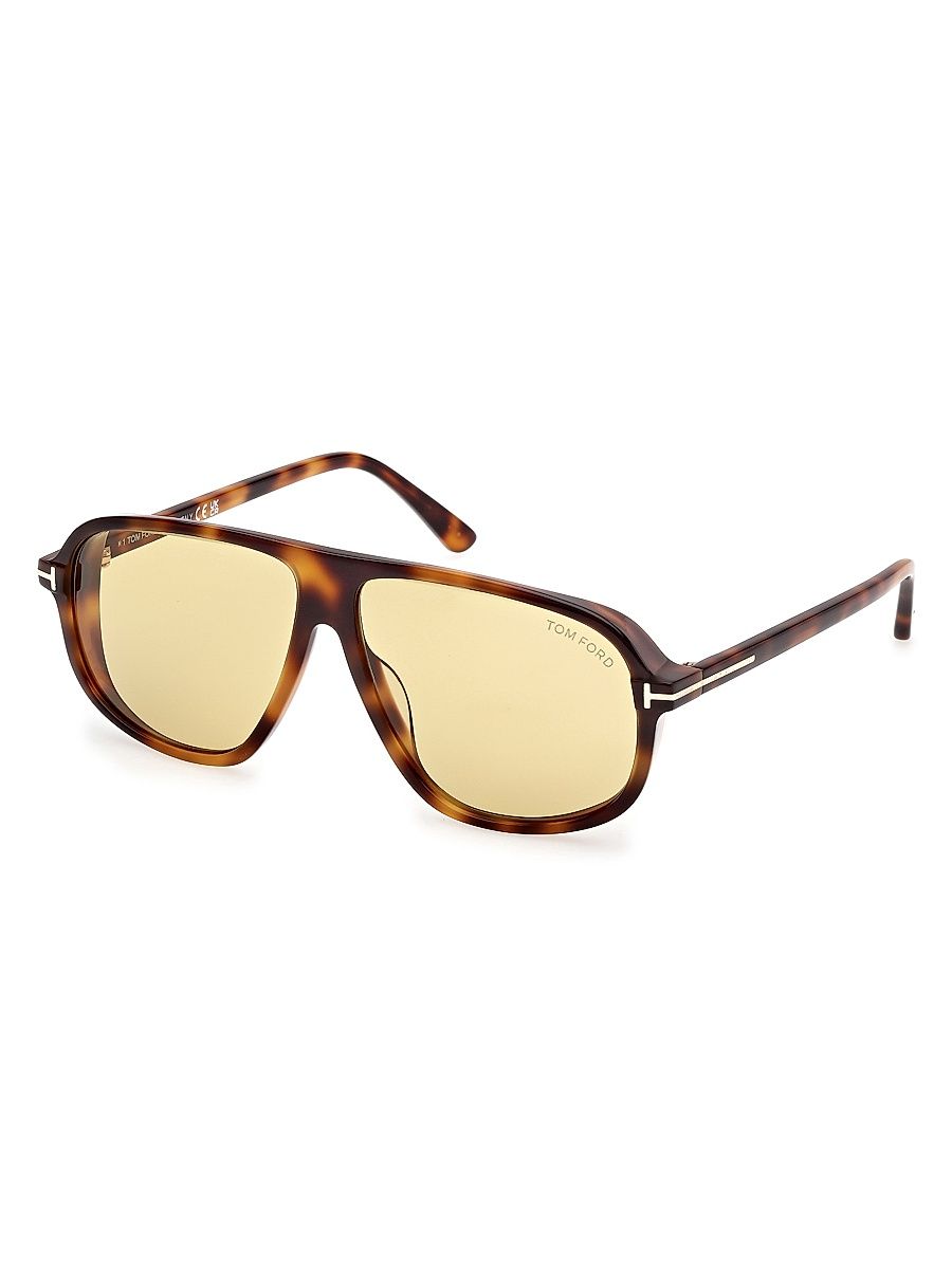 Men's Guillaume 61MM Aviator Sunglasses - Havana Yellow