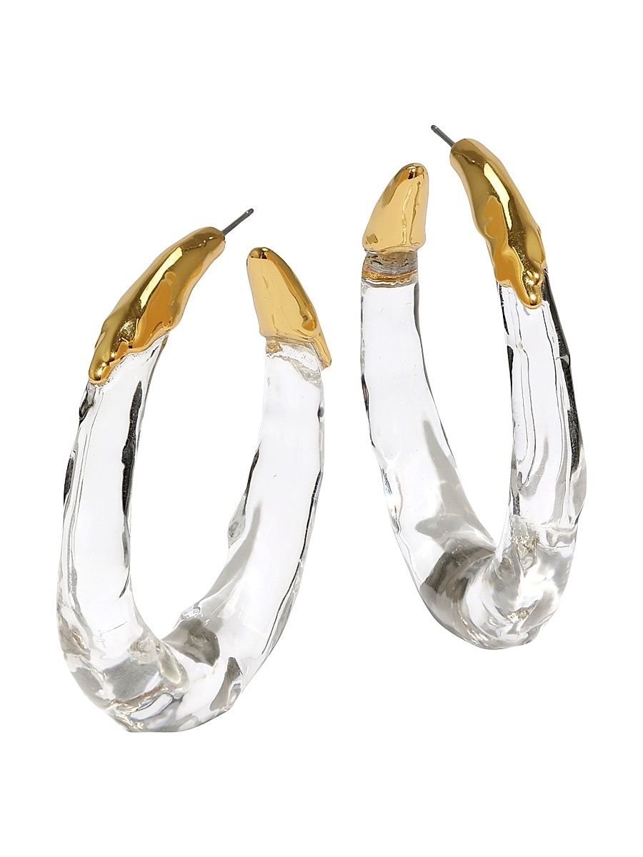 Women's Essentials Molten 14K-Gold-Plated & Lucite Hoop Earrings - Clear
