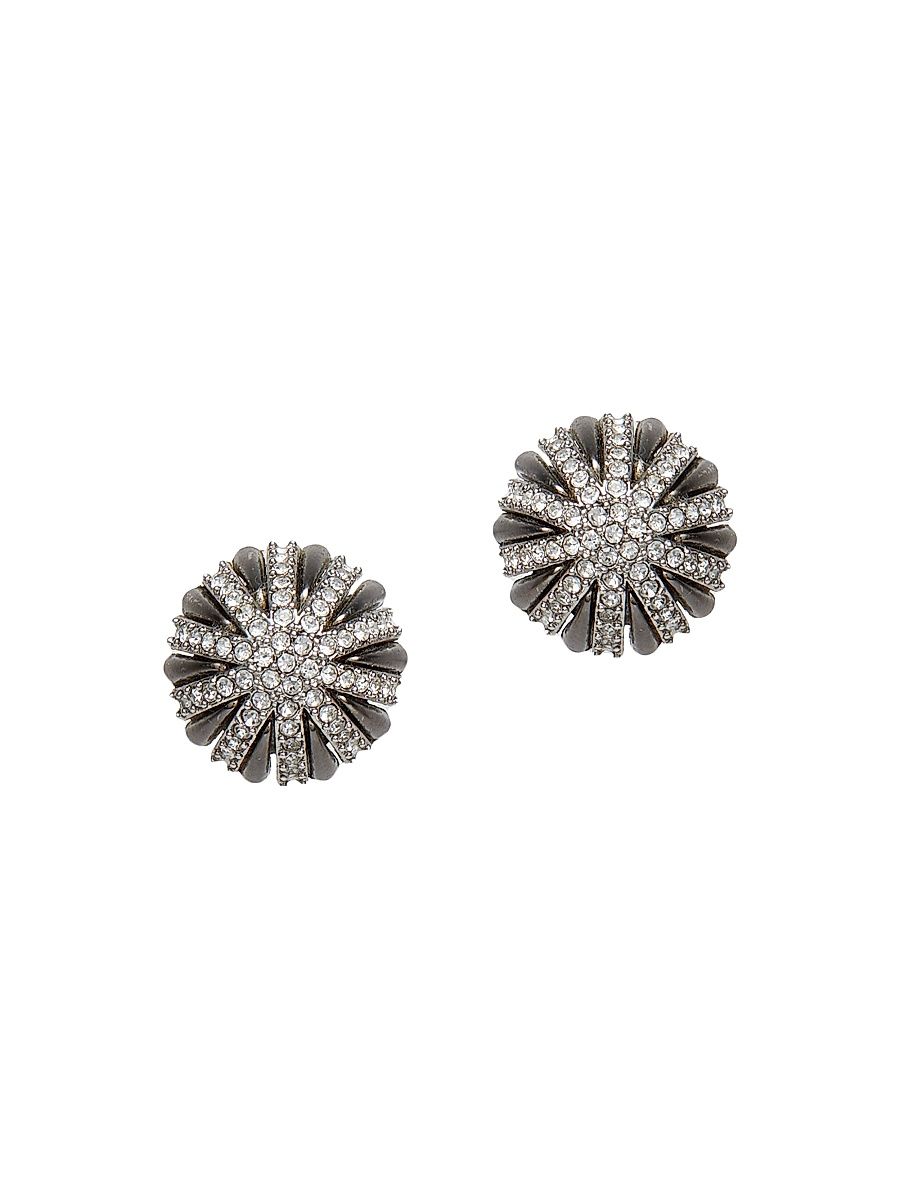 Women's Deco Silvertone, Hematite-Plated & Crystal Stud Earrings - Jet